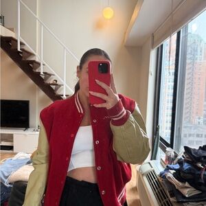 Vintage Red and Tan Varsity Jacket